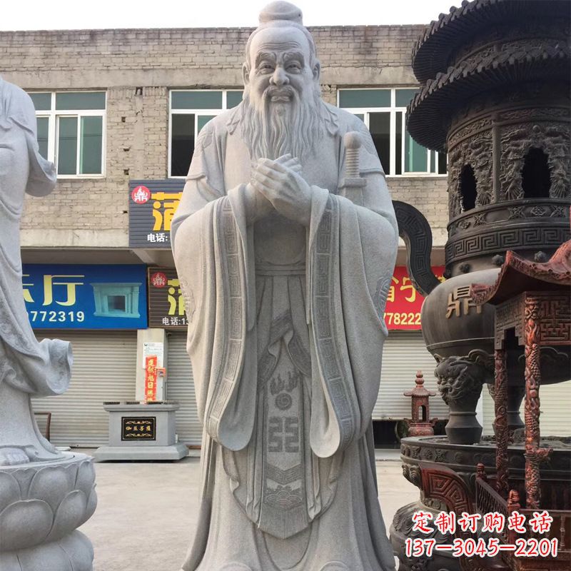 广西传承古典,精美绝伦的孔子石雕头像