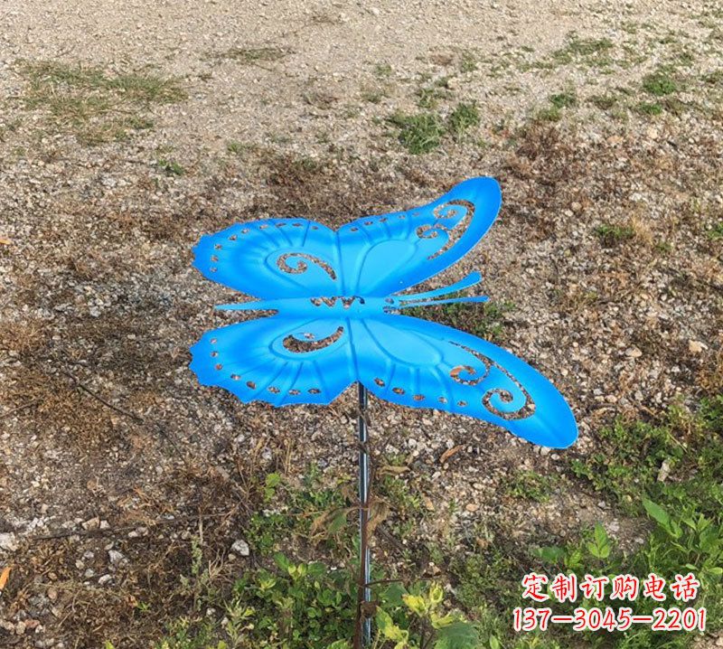 广西蓝色不锈钢铁艺蝴蝶雕塑