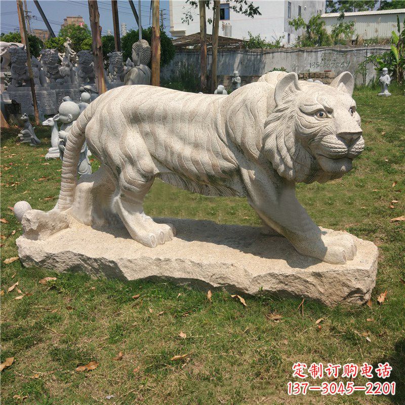 广西老虎石雕花岗岩雕塑-公园草丛动物摆件