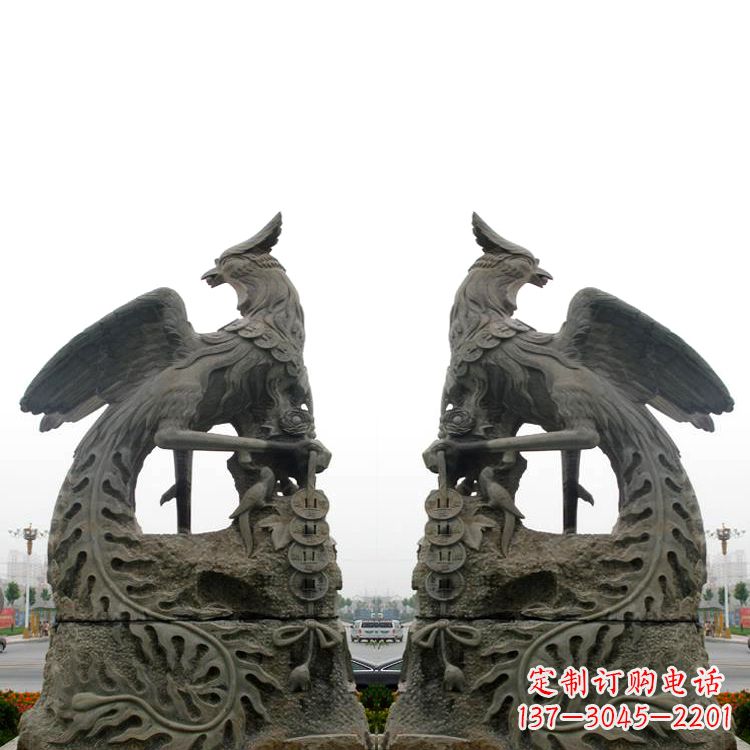 广西老青石凤凰雕塑