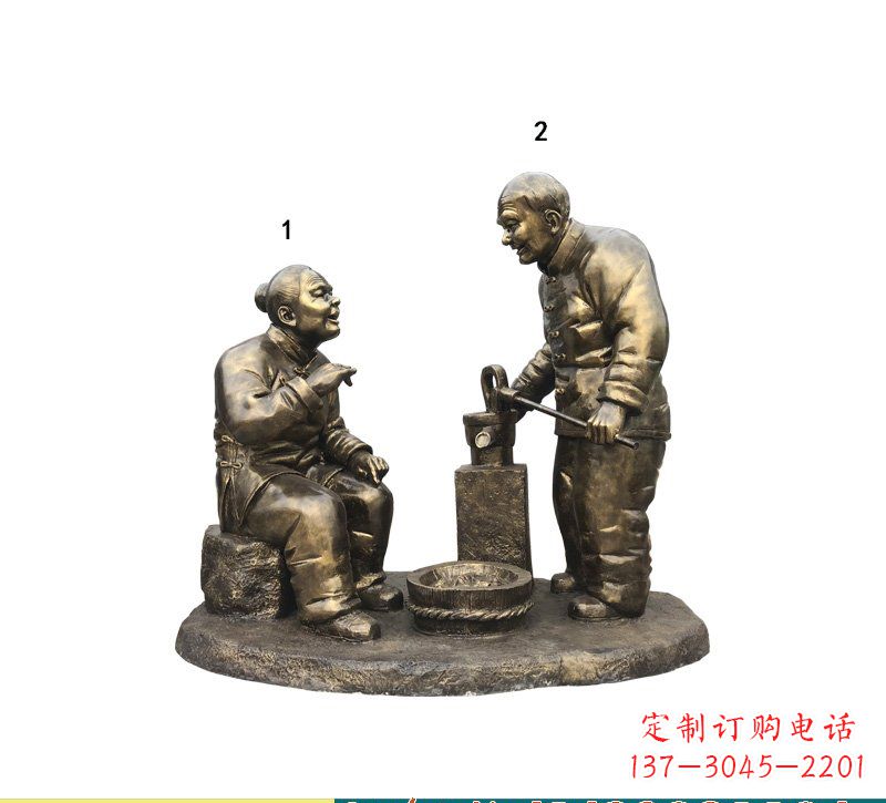 广西质朴传神的老人铜雕
