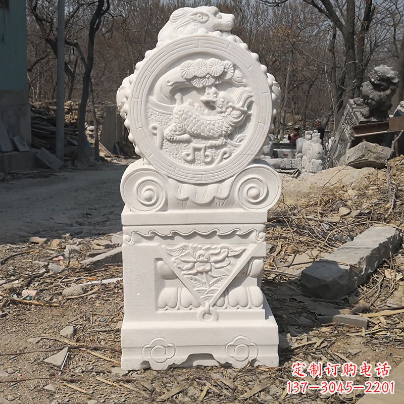 广西老石雕狮门墩狮子