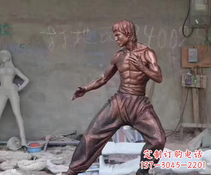 广西李小龙铜雕,精美尽显传奇风采