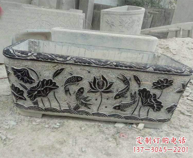 广西连年有余浮雕仿古水缸