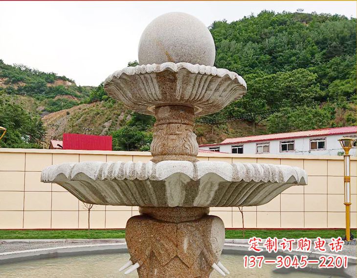 广西精致莲花石雕喷泉,添点艺术气息