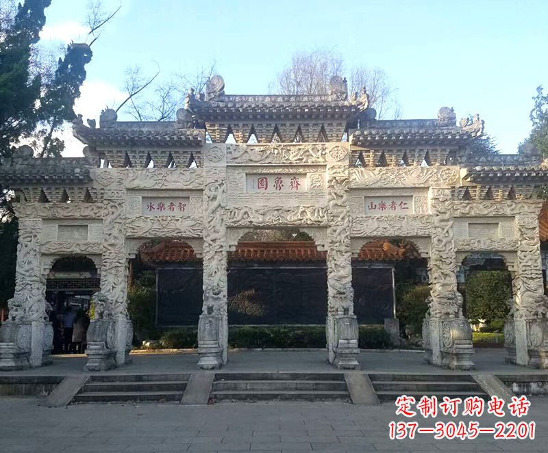 广西传承石雕牌坊楼,领雕塑带来您极致定制