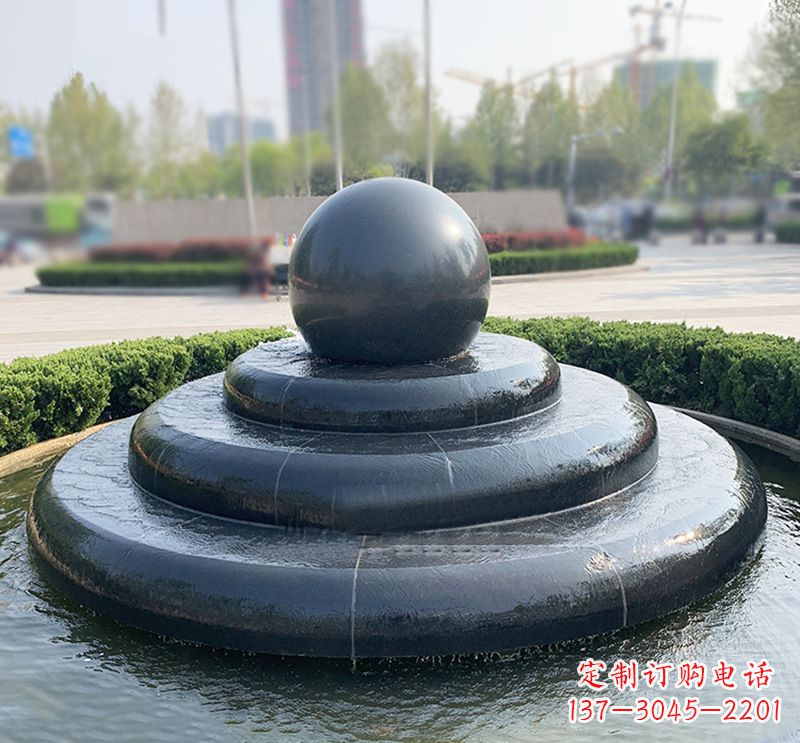 广西临沂石雕风水球喷泉,雕塑定制专属于您