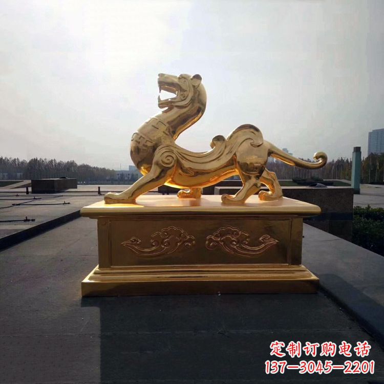 广西引领神兽,虎魂鎏金铜雕