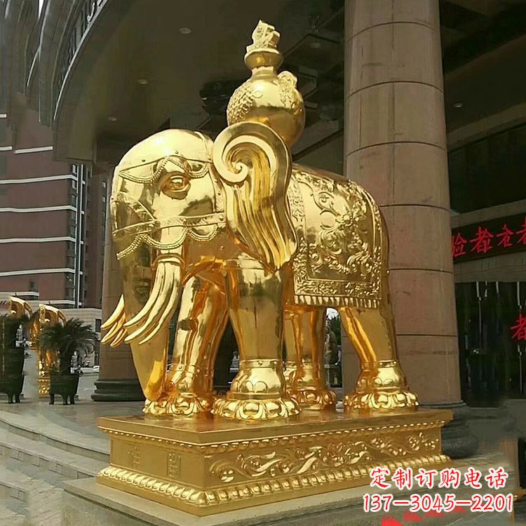 广西鎏金大门大象铜雕,招财辟邪吉祥动物雕塑