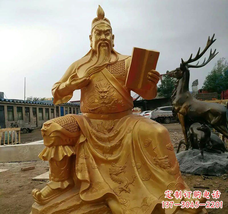 广西鎏金关公铜雕塑,历久弥新