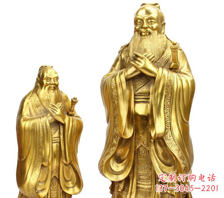 广西鎏金质感精美孔子铜雕像