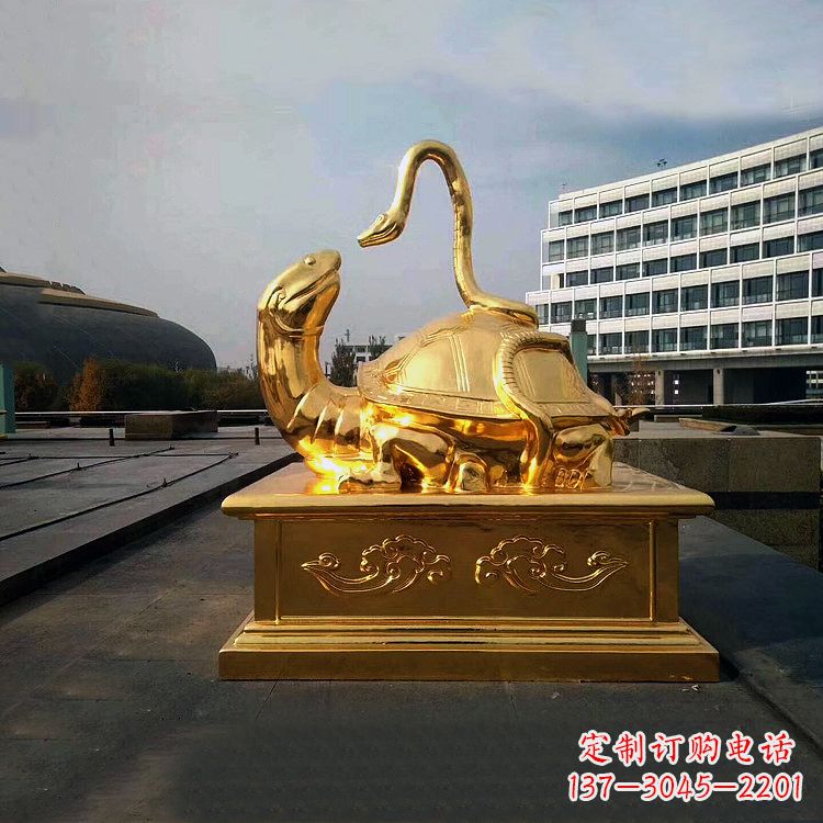 广西鎏金上古神兽玄武动物铜雕塑