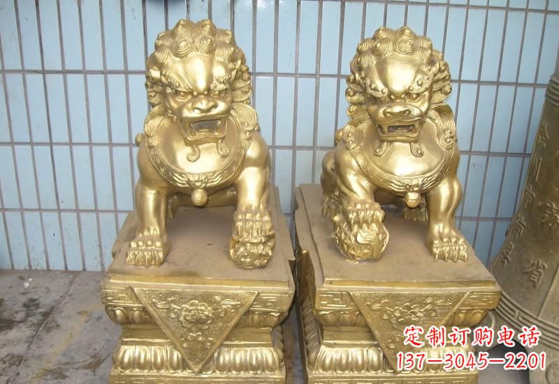 广西北京狮子雕塑,高雅典雅的手工鎏金铜制品