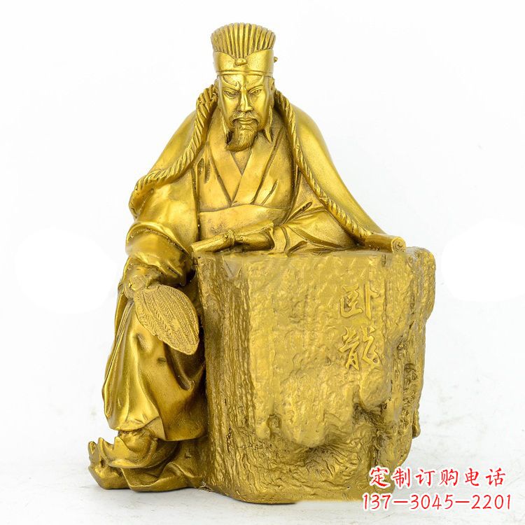 广西精致细腻的诸葛亮鎏金雕塑