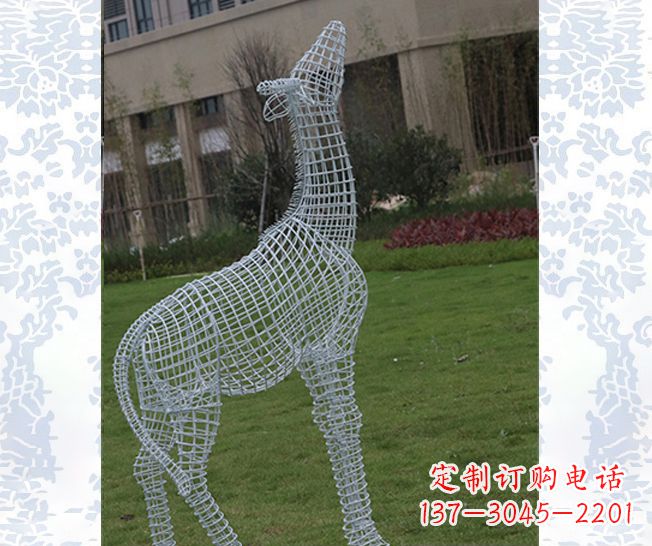 广西外观精美的不锈钢长颈鹿雕塑