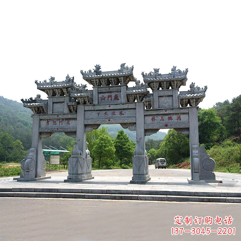 广西鹿门山景区仿古石雕牌楼雕塑-让你亲近历史