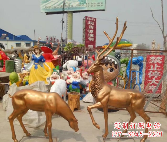 广西优雅经典,中领雕塑鹿铜雕塑