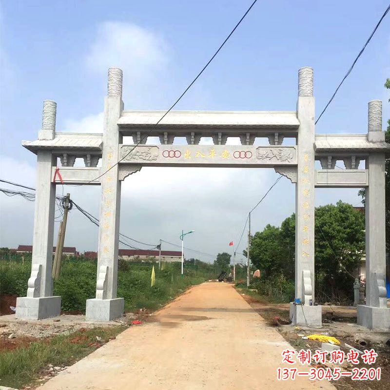 广西路口三间四柱无楼石牌坊雕塑制作