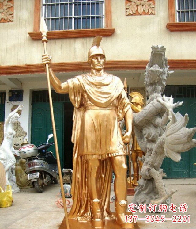 广西罗马勇士玻璃钢仿铜马雕塑