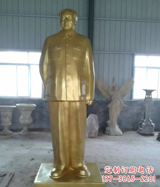 广西毛主席玻璃钢仿铜人物雕塑_1