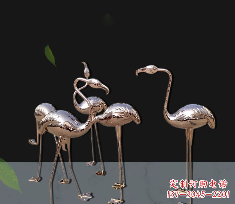 广西玫瑰金不锈钢火烈鸟雕塑,艺术品的魅力