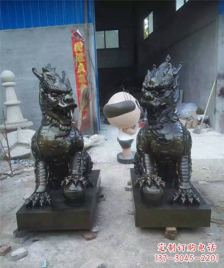 广西中领雕塑——神兽铜雕麒麟护持您的门口