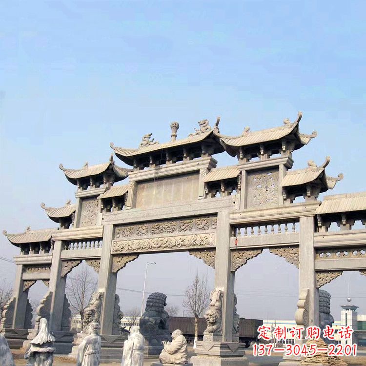 广西精美牌坊石雕造型精致大气