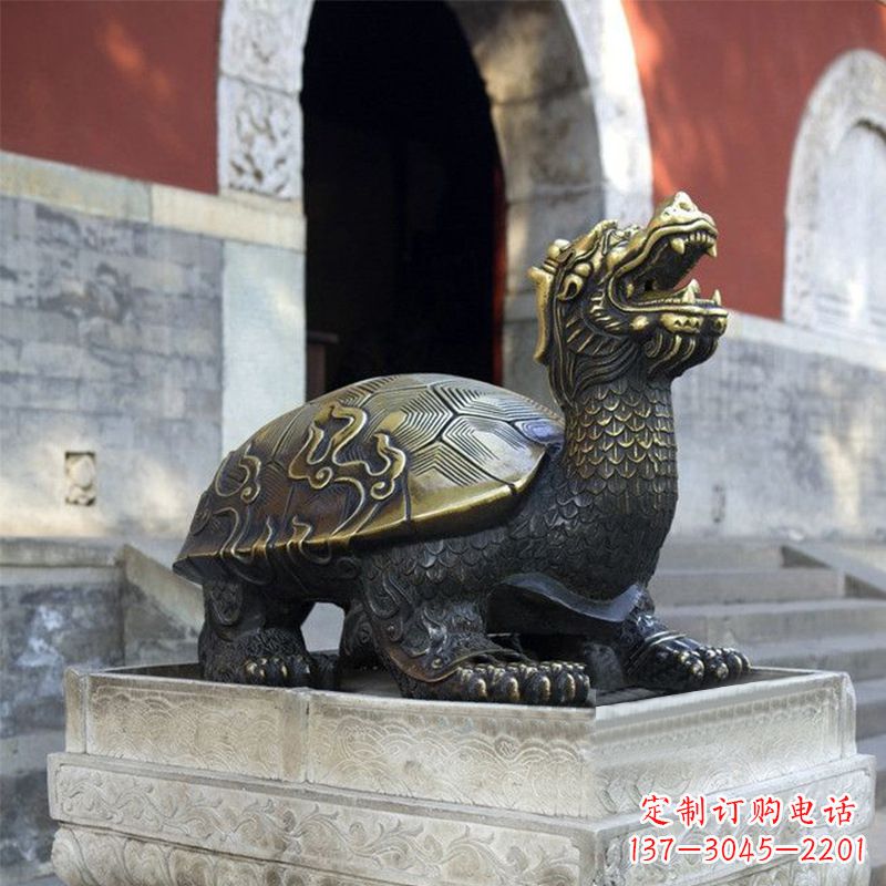 广西弥勒佛坐赑屃雕塑-寺庙大门神兽动物雕塑