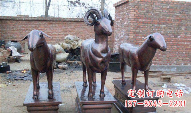 广西绵羊铸铜雕塑,仿铜动物雕塑