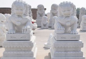 广西汉白玉看门狮子雕塑