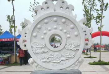 广西精雕细琢汉白玉双龙石门墩雕塑