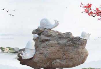 广西高雅而令人惊叹的汉白玉蜗牛雕塑