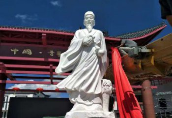 广西传承医道中的传说——李时珍汉白玉石雕像