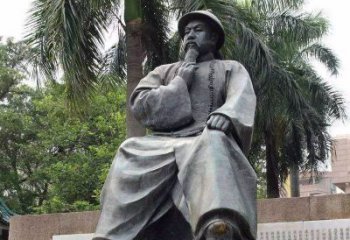 广西精美静谧——林则徐坐姿铜雕塑
