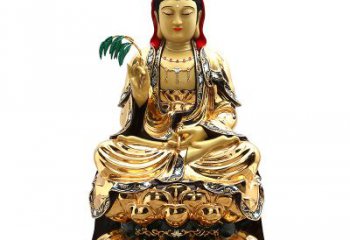 广西精美鎏金莲花观音纯铜佛像雕塑