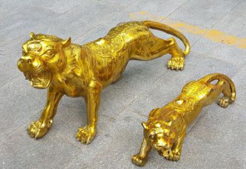 广西鎏金老虎，铜雕工艺精美