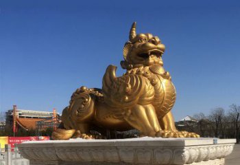 广西鎏金铜獬豸雕塑-给您的园林更多灵魂