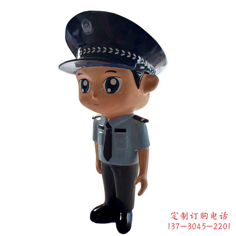 广西全新警察玻璃钢卡通雕塑