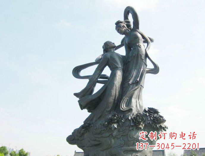 广西铸就爱情经典,中领雕塑定制牛郎织女广场雕塑