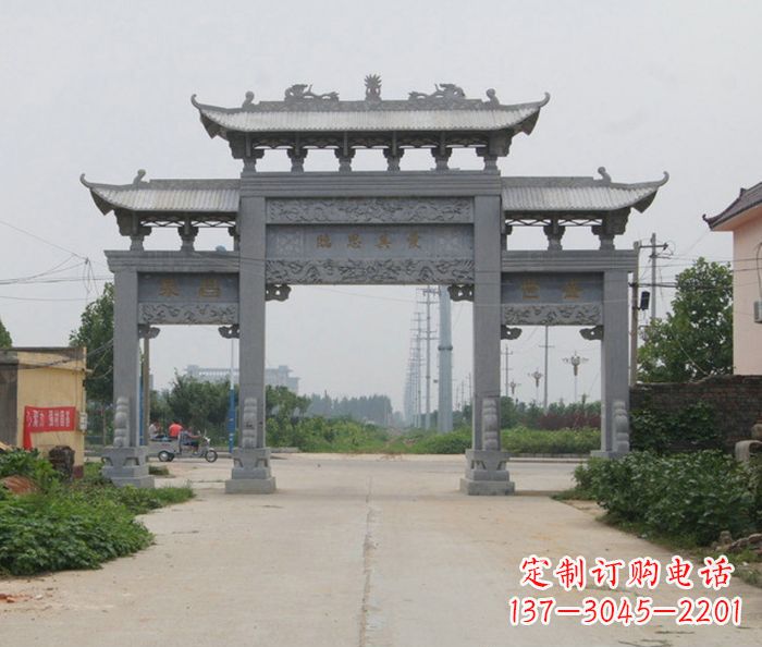 广西艺术雕塑牌坊精美装饰农村的美丽