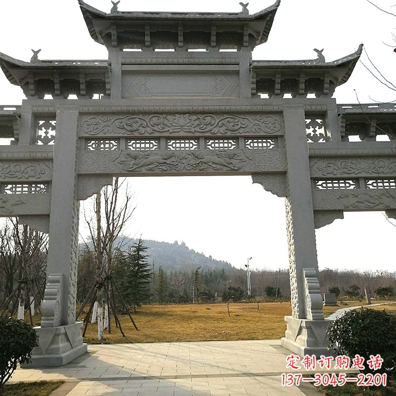 广西中领雕塑:精致石牌坊雕塑