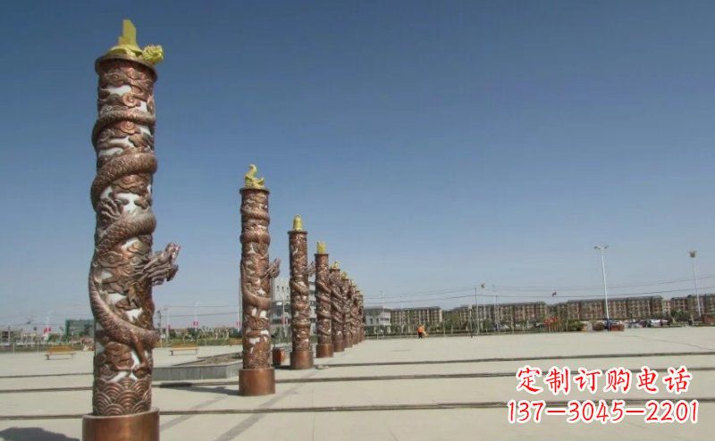 广西中领雕塑|专业定制盘龙柱广场柱子铜雕