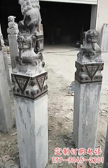 广西精美的貔貅栓马桩雕塑