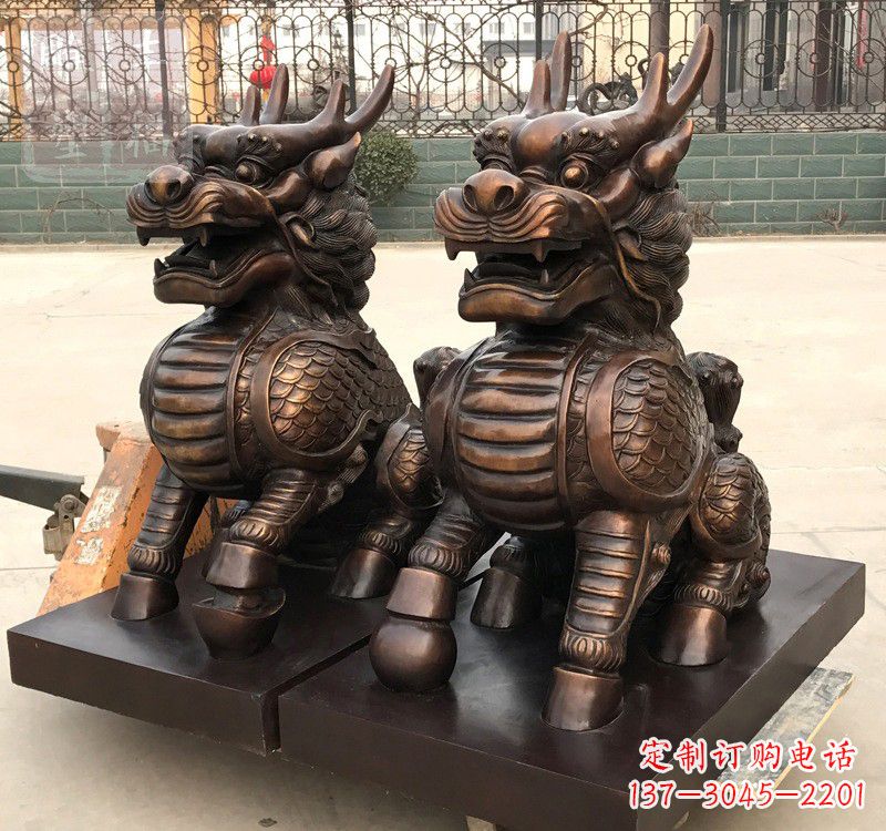 广西高雅定制辟邪铜麒麟雕塑