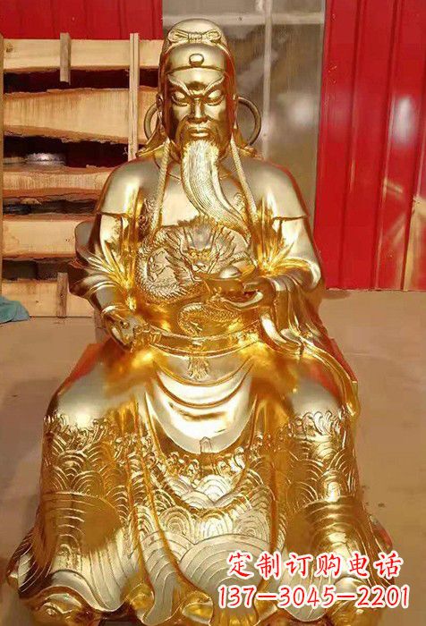 广西传承经典,漆金关公神像雕塑