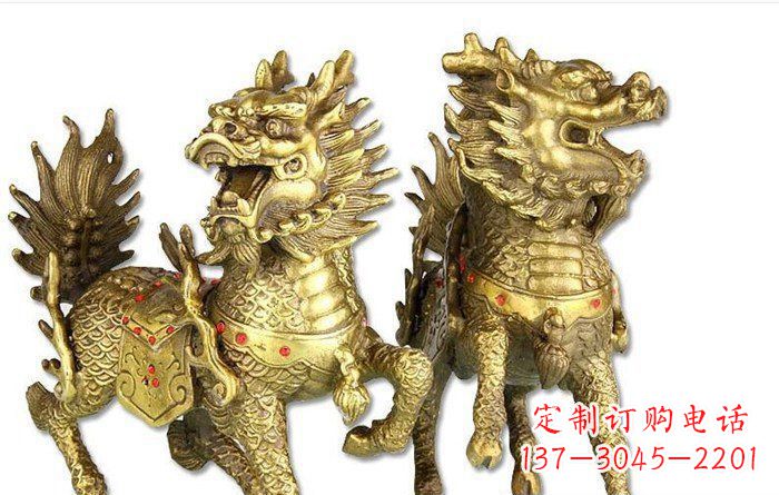 广西开启财富运势的麒麟招财雕塑