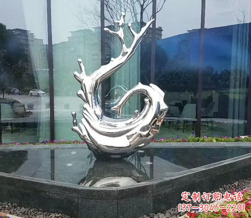广西企业不锈钢火苗抽象雕塑
