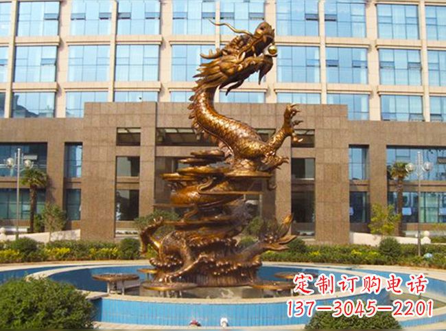 广西企业大门铜雕龙喷泉景观雕塑