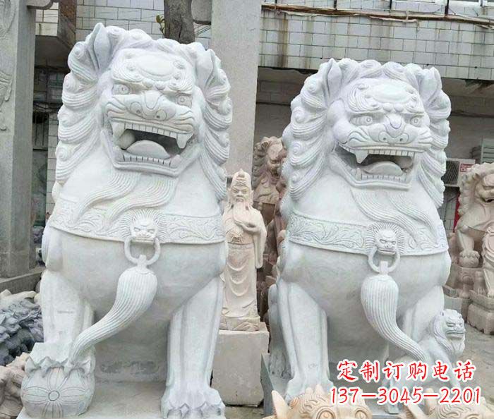 广西企业景观大理石狮子石雕 (3)