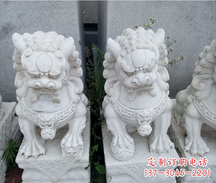 广西企业景观大理石狮子石雕 (5)